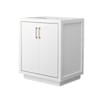 Wyndham Collection Icon 30" Single Free Standing Vanity Cabinet Only - Less Vanity Top White / Satin Bronze Hardware