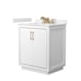 Wyndham Collection Icon 30" Free Standing Single Basin Vanity Set with Cabinet and Cultured Marble Vanity Top White / White Cultured Marble Top / Satin Bronze Hardware