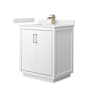 Wyndham Collection Icon 30" Free Standing Single Basin Vanity Set with Cabinet and Quartz Vanity Top White / White Quartz Top / Satin Bronze Hardware