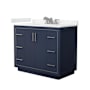 Wyndham Collection Icon 42" Free Standing Single Basin Vanity Set with Cabinet and Cultured Marble Vanity Top Dark Blue / Carrara Cultured Marble Top / Brushed Nickel Hardware