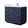 Wyndham Collection Icon 42" Free Standing Single Basin Vanity Set with Cabinet and Cultured Marble Vanity Top Dark Blue / White Cultured Marble Top / Brushed Nickel Hardware