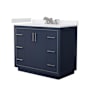 Wyndham Collection Icon 42" Free Standing Single Basin Vanity Set with Cabinet and Cultured Marble Vanity Top Dark Blue / White Cultured Marble Top / Brushed Nickel Hardware
