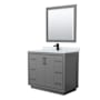 Wyndham Collection Icon 42" Free Standing Single Basin Vanity Set with Cabinet, Marble Vanity Top, and Framed Mirror Dark Gray / Matte Black Hardware