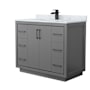 Wyndham Collection Icon 42" Free Standing Single Basin Vanity Set with Cabinet and Marble Vanity Top Dark Gray / Matte Black Hardware