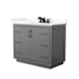 Wyndham Collection Icon 42" Free Standing Single Basin Vanity Set with Cabinet and Quartz Vanity Top Dark Gray / Giotto Quartz Top / Matte Black Hardware
