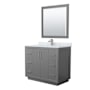 Wyndham Collection Icon 42" Free Standing Single Basin Vanity Set with Cabinet, Marble Vanity Top, and Framed Mirror Dark Gray / Brushed Nickel Hardware