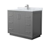 Wyndham Collection Icon 42" Free Standing Single Basin Vanity Set with Cabinet and Marble Vanity Top Dark Gray / Brushed Nickel Hardware