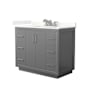 Wyndham Collection Icon 42" Free Standing Single Basin Vanity Set with Cabinet and Quartz Vanity Top Dark Gray / Giotto Quartz Top / Brushed Nickel Hardware
