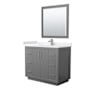 Wyndham Collection Icon 42" Free Standing Single Basin Vanity Set with Cabinet, Cultured Marble Vanity Top, and Framed Mirror Dark Gray / White Cultured Marble Top / Brushed Nickel Hardware