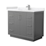 Wyndham Collection Icon 42" Free Standing Single Basin Vanity Set with Cabinet and Cultured Marble Vanity Top Dark Gray / White Cultured Marble Top / Brushed Nickel Hardware