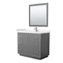 Wyndham Collection Icon 42" Free Standing Single Basin Vanity Set with Cabinet, Quartz Vanity Top, and Framed Mirror Dark Gray / White Quartz Top / Brushed Nickel Hardware