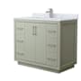 Wyndham Collection Icon 42" Free Standing Single Basin Vanity Set with Cabinet and Marble Vanity Top Light Green / Brushed Nickel Hardware