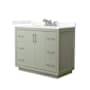 Wyndham Collection Icon 42" Free Standing Single Basin Vanity Set with Cabinet and Quartz Vanity Top Light Green / Giotto Quartz Top / Brushed Nickel Hardware