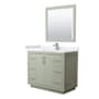 Wyndham Collection Icon 42" Free Standing Single Basin Vanity Set with Cabinet, Cultured Marble Vanity Top, and Framed Mirror Light Green / White Cultured Marble Top / Brushed Nickel Hardware