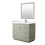 Wyndham Collection Icon 42" Free Standing Single Basin Vanity Set with Cabinet, Quartz Vanity Top, and Framed Mirror Light Green / White Quartz Top / Brushed Nickel Hardware