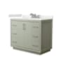 Wyndham Collection Icon 42" Free Standing Single Basin Vanity Set with Cabinet and Quartz Vanity Top Light Green / White Quartz Top / Brushed Nickel Hardware