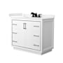 Wyndham Collection Icon 42" Free Standing Single Basin Vanity Set with Cabinet and Cultured Marble Vanity Top White / Carrara Cultured Marble Top / Matte Black Hardware