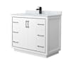 Wyndham Collection Icon 42" Free Standing Single Basin Vanity Set with Cabinet and Marble Vanity Top White / Matte Black Hardware