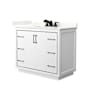 Wyndham Collection Icon 42" Free Standing Single Basin Vanity Set with Cabinet and Quartz Vanity Top White / Giotto Quartz Top / Matte Black Hardware