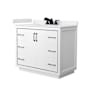 Wyndham Collection Icon 42" Free Standing Single Basin Vanity Set with Cabinet and Cultured Marble Vanity Top White / White Cultured Marble Top / Matte Black Hardware