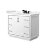 Wyndham Collection Icon 42" Free Standing Single Basin Vanity Set with Cabinet and Quartz Vanity Top White / White Quartz Top / Matte Black Hardware