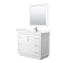 Wyndham Collection Icon 42" Free Standing Single Basin Vanity Set with Cabinet, Cultured Marble Vanity Top, and Framed Mirror White / Carrara Cultured Marble Top / Brushed Nickel Hardware