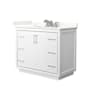 Wyndham Collection Icon 42" Free Standing Single Basin Vanity Set with Cabinet and Quartz Vanity Top White / Giotto Quartz Top / Brushed Nickel Hardware