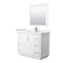Wyndham Collection Icon 42" Free Standing Single Basin Vanity Set with Cabinet, Quartz Vanity Top, and Framed Mirror White / White Quartz Top / Brushed Nickel Hardware