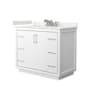 Wyndham Collection Icon 42" Free Standing Single Basin Vanity Set with Cabinet and Quartz Vanity Top White / White Quartz Top / Brushed Nickel Hardware