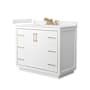 Wyndham Collection Icon 42" Free Standing Single Basin Vanity Set with Cabinet and Cultured Marble Vanity Top White / Carrara Cultured Marble Top / Satin Bronze Hardware