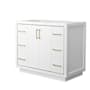 Wyndham Collection Icon 42" Single Free Standing Vanity Cabinet Only - Less Vanity Top White / Satin Bronze Hardware