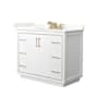 Wyndham Collection Icon 42" Free Standing Single Basin Vanity Set with Cabinet and Quartz Vanity Top White / Giotto Quartz Top / Satin Bronze Hardware