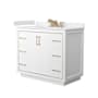 Wyndham Collection Icon 42" Free Standing Single Basin Vanity Set with Cabinet and Cultured Marble Vanity Top White / White Cultured Marble Top / Satin Bronze Hardware
