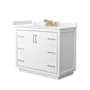 Wyndham Collection Icon 42" Free Standing Single Basin Vanity Set with Cabinet and Quartz Vanity Top White / White Quartz Top / Satin Bronze Hardware