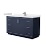 Wyndham Collection Icon 60" Free Standing Single Basin Vanity Set with Cabinet and Cultured Marble Vanity Top Dark Blue / White Cultured Marble Top / Brushed Nickel Hardware
