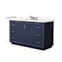 Wyndham Collection Icon 60" Free Standing Single Basin Vanity Set with Cabinet and Quartz Vanity Top Dark Blue / White Quartz Top / Brushed Nickel Hardware
