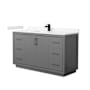 Wyndham Collection Icon 60" Free Standing Single Basin Vanity Set with Cabinet and Cultured Marble Vanity Top Dark Gray / Carrara Cultured Marble Top / Matte Black Hardware