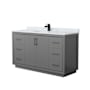Wyndham Collection Icon 60" Free Standing Single Basin Vanity Set with Cabinet and Marble Vanity Top Dark Gray / Matte Black Hardware