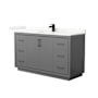 Wyndham Collection Icon 60" Free Standing Single Basin Vanity Set with Cabinet and Quartz Vanity Top Dark Gray / Giotto Quartz Top / Matte Black Hardware