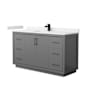 Wyndham Collection Icon 60" Free Standing Single Basin Vanity Set with Cabinet and Cultured Marble Vanity Top Dark Gray / White Cultured Marble Top / Matte Black Hardware