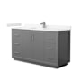 Wyndham Collection Icon 60" Free Standing Single Basin Vanity Set with Cabinet and Cultured Marble Vanity Top Dark Gray / Carrara Cultured Marble Top / Brushed Nickel Hardware
