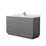 Wyndham Collection Icon 60" Free Standing Single Basin Vanity Set with Cabinet and Marble Vanity Top Dark Gray / Brushed Nickel Hardware
