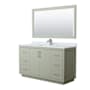 Wyndham Collection Icon 60" Free Standing Single Basin Vanity Set with Cabinet, Marble Vanity Top, and Framed Mirror Light Green / Brushed Nickel Hardware