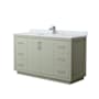 Wyndham Collection Icon 60" Free Standing Single Basin Vanity Set with Cabinet and Marble Vanity Top Light Green / Brushed Nickel Hardware
