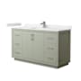 Wyndham Collection Icon 60" Free Standing Single Basin Vanity Set with Cabinet and Cultured Marble Vanity Top Light Green / White Cultured Marble Top / Brushed Nickel Hardware