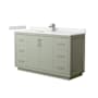 Wyndham Collection Icon 60" Free Standing Single Basin Vanity Set with Cabinet and Quartz Vanity Top Light Green / White Quartz Top / Brushed Nickel Hardware