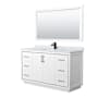 Wyndham Collection Icon 60" Free Standing Single Basin Vanity Set with Cabinet, Marble Vanity Top, and Framed Mirror White / Matte Black Hardware