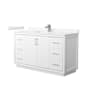 Wyndham Collection Icon 60" Free Standing Single Basin Vanity Set with Cabinet and Cultured Marble Vanity Top White / Carrara Cultured Marble Top / Brushed Nickel Hardware