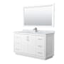 Wyndham Collection Icon 60" Free Standing Single Basin Vanity Set with Cabinet, Marble Vanity Top, and Framed Mirror White / Brushed Nickel Hardware