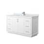Wyndham Collection Icon 60" Free Standing Single Basin Vanity Set with Cabinet and Marble Vanity Top White / Brushed Nickel Hardware